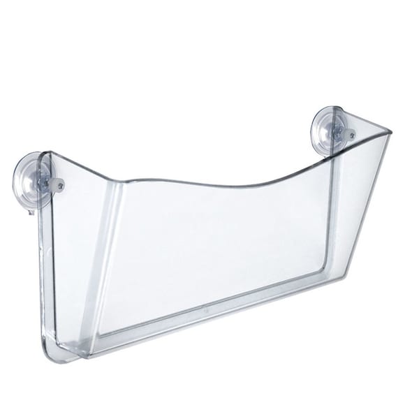 Clear Plastic Wall Mount File Holder, Suction Cups, 4-Pack